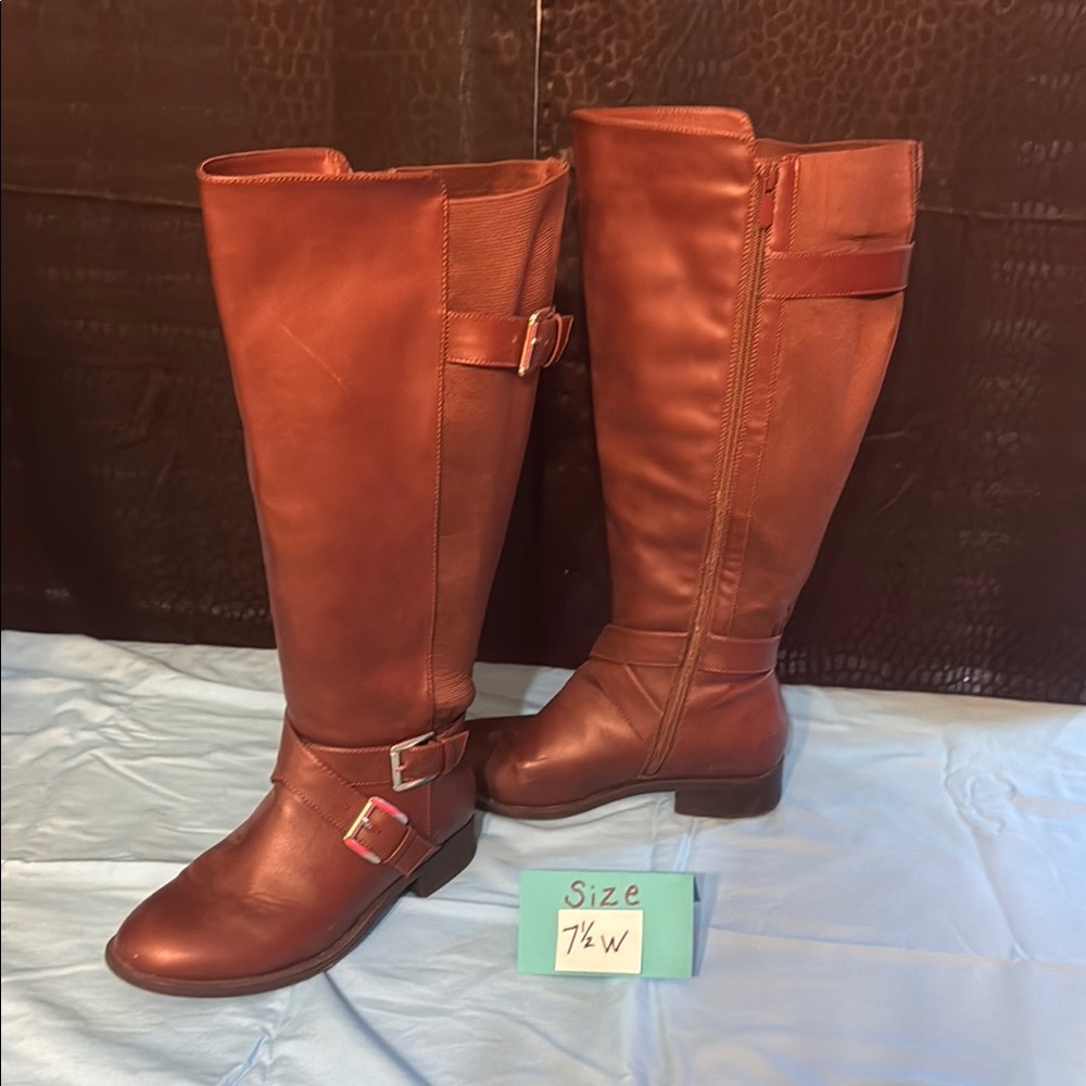 Brown Leather Knee-High Boots